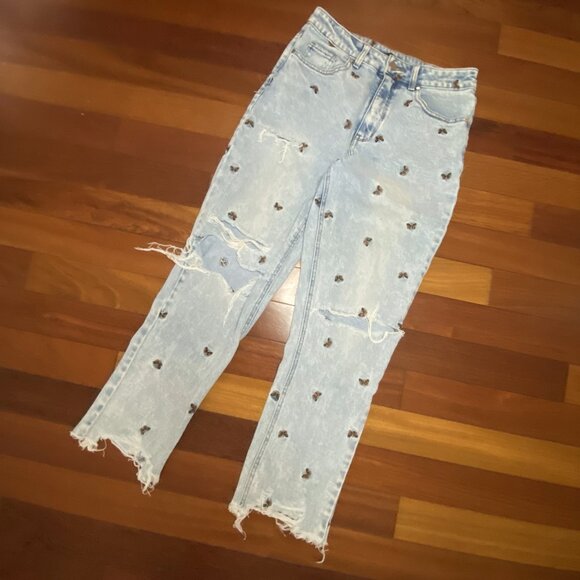 Butterfly Denim Jeans size 7 Material Girl Embroidered - Picture 1 of 7